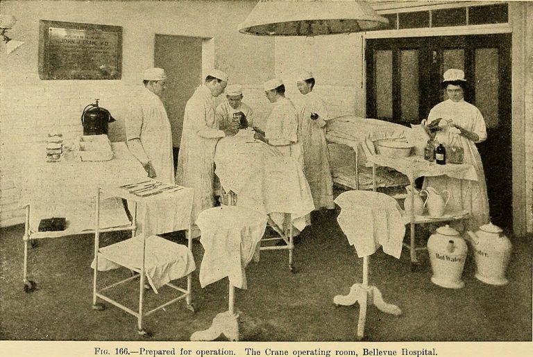 Prepared for Operation. The Crane Operating Room. Bellevue Hospital.